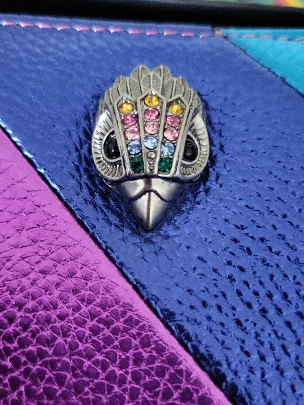 Kurt Geiger Metallic Purple Blue Teal Zip Wallet Eagle